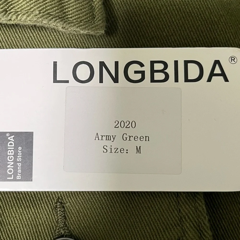 Longbida Casual Classic army green Denim cotton blend slim-fit Trucker Jacket